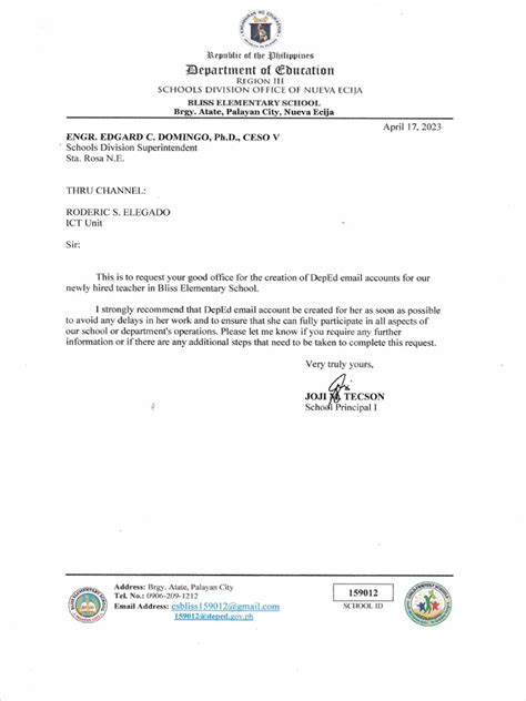 deped email verification request.